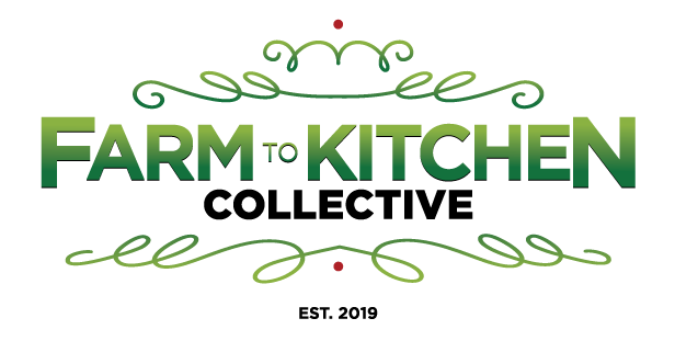 This is the Farm to Kitchen Logo in green, black and a touch of red.