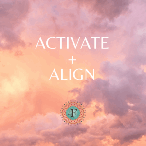Pink and purple clouds introduce the Activate and align gene keys journey and coaching program offered at Flourishing Fern Mystery School.