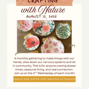 This is an image of decoupage seashells that were handcrafted with napkins. Our August Crafting with Nature event will take place on August 12th in Cypress, TX outside of Houston.
